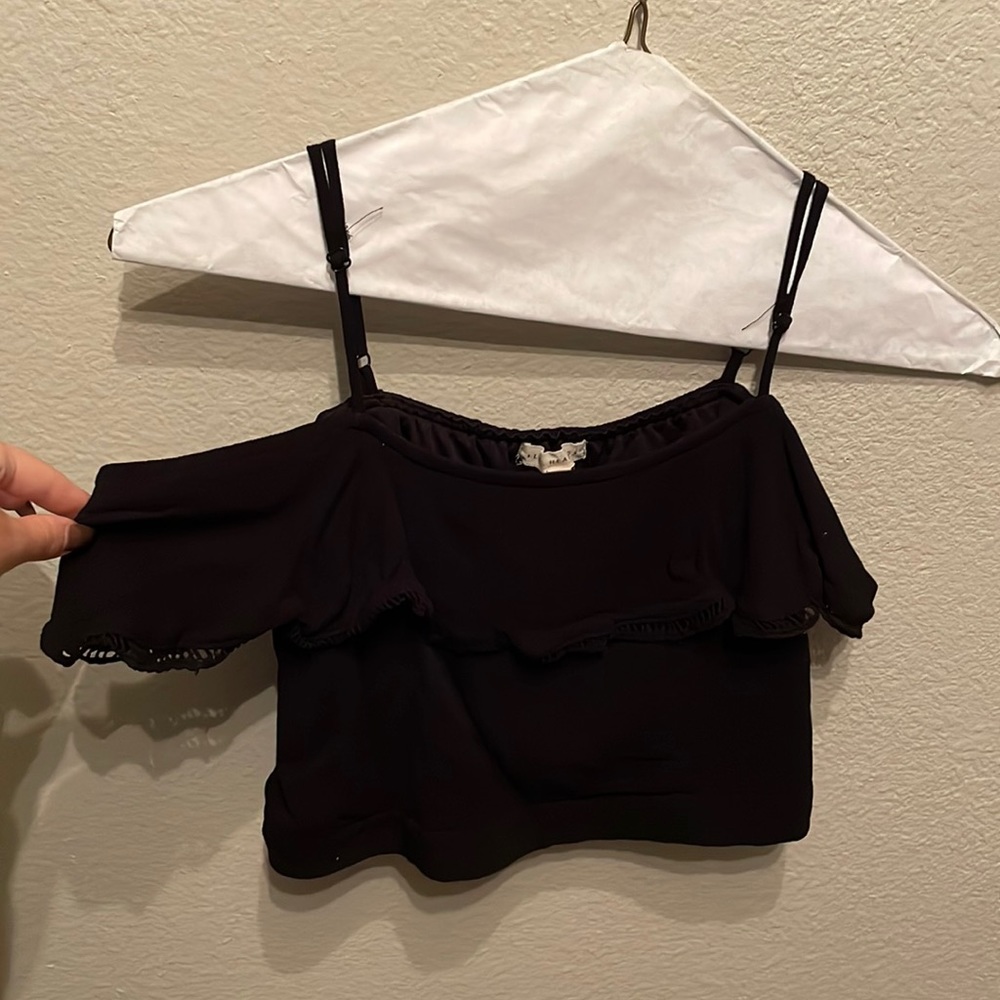 Black off the shoulder crop top
